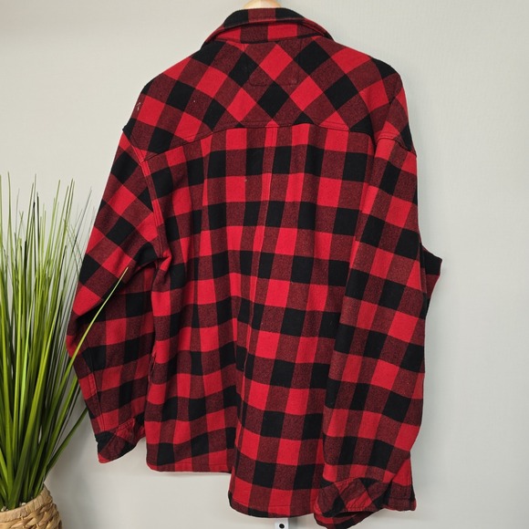 Polar King Mens Red Black Plaid Flannel Lined Work Shirt Jacket Size XL - Picture 3 of 6